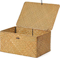 Nonam Large Wicker Basket with Lid, Seagrass Shelf Storage Basket, Natural | by Home
