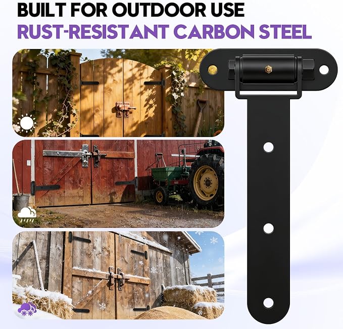 Heavy Duty Gate Hinges 900Lbs, Matte Black | Carbon steel, On - Image 6