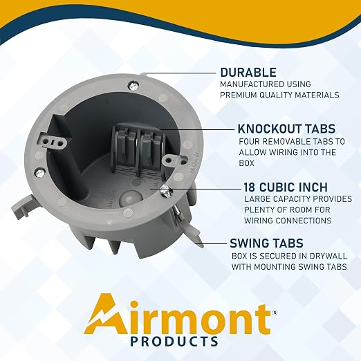 4'' Old Work Round Electrical Box, One-Gang Grey PVC Junction Box, 18 Inch - Image 5