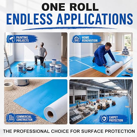 Amylove 40" x 90' Temporary Floor Protection No Residue Self-Adhesive Surface - Image 5