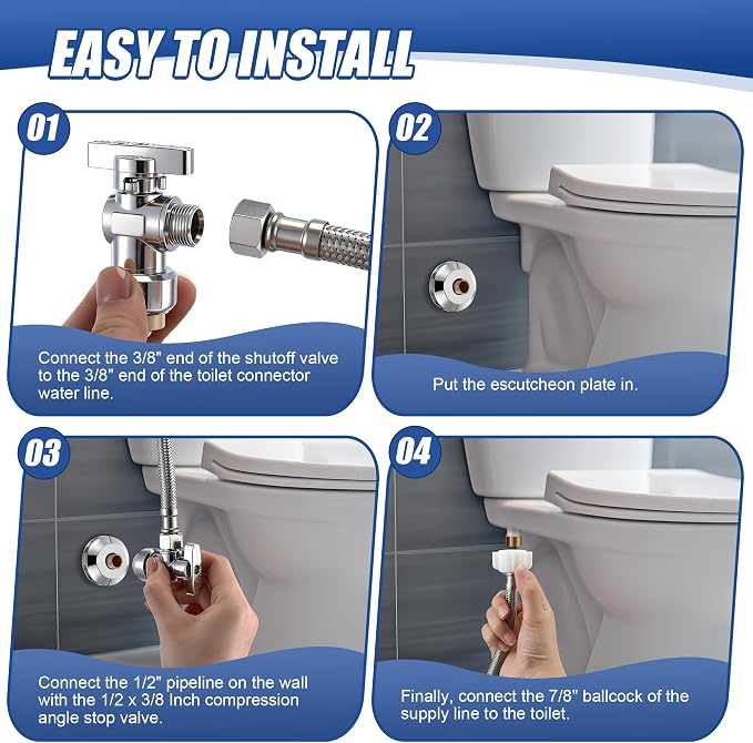 Dreyoo Complete Toilet Shut Off Valve Set - Image 6