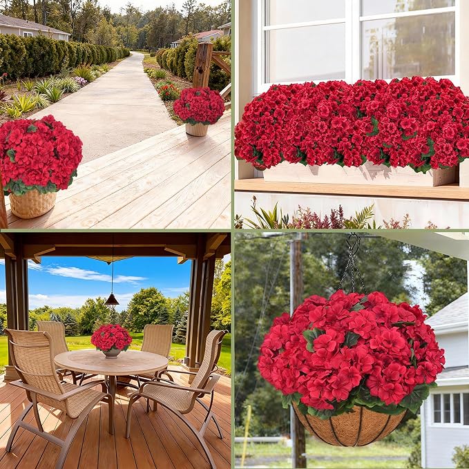 8 Pcs Artificial Geraniums Flowers - Image 2