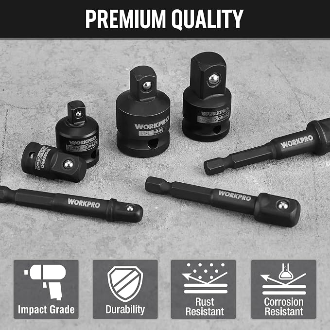 WORKPRO 7-Piece Impact Socket Adapter & Extension Set, CR-MO Steel | Includes - Image 6