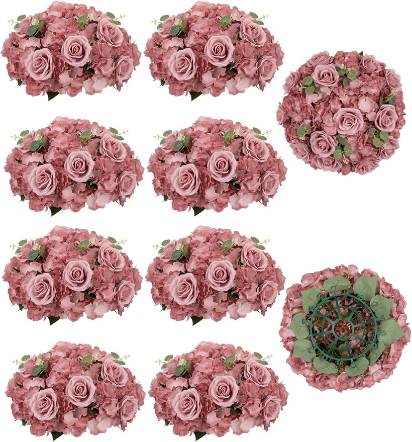 BLOSMON Artificial Flower Balls Wedding Centerpieces, 15.7" Dia | Large Dusty by Blosmon
