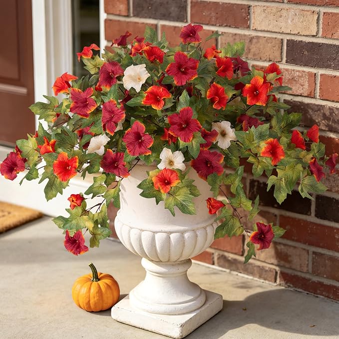 Ammyoo Artificial Fall Flowers Fake Petunias Plants by Ammyoo