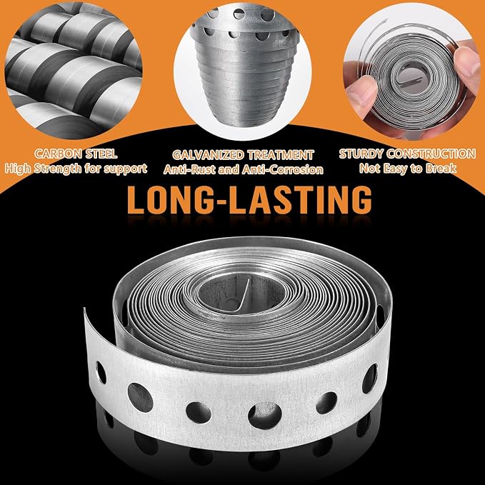 2 Pack Gavanized Metal Pipe Strap 3/4 Inch x 10 Feet 28 Gauge Pipe Strapping - Image 5