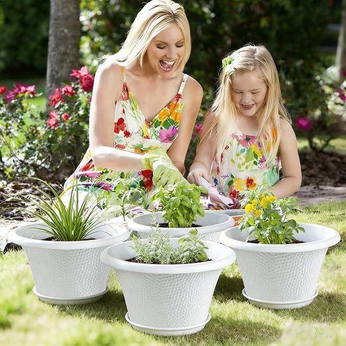 Quarut 12 Inch Pots for Plants, 4 Pack Large Flower Pots - Image 6