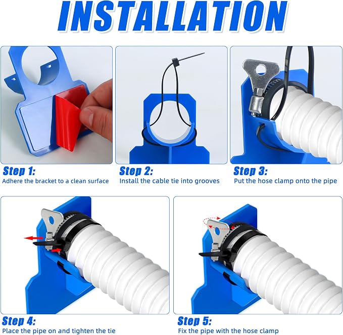 3 PCS Swimming Pool Pipe Holders, Upgraded Pool Hose Support Bracket Above - Image 5