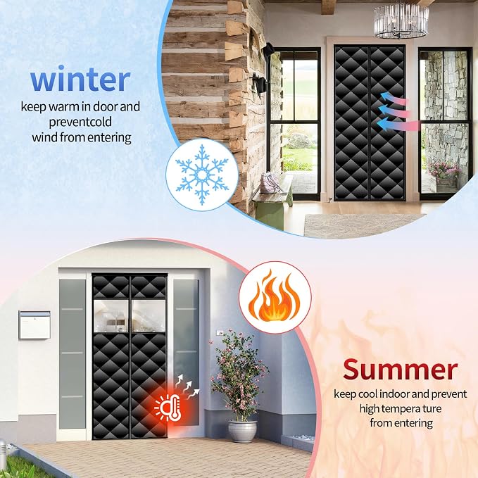 Veanusiver Magnetic Thermal Insulated Door Curtain Detachable Visible Windows - Image 4