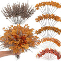 130 Pcs Fall Mixed Greenery Artificial Eucalyptus Stems Bulk, 6 Kinds of Fake by Lovemoon