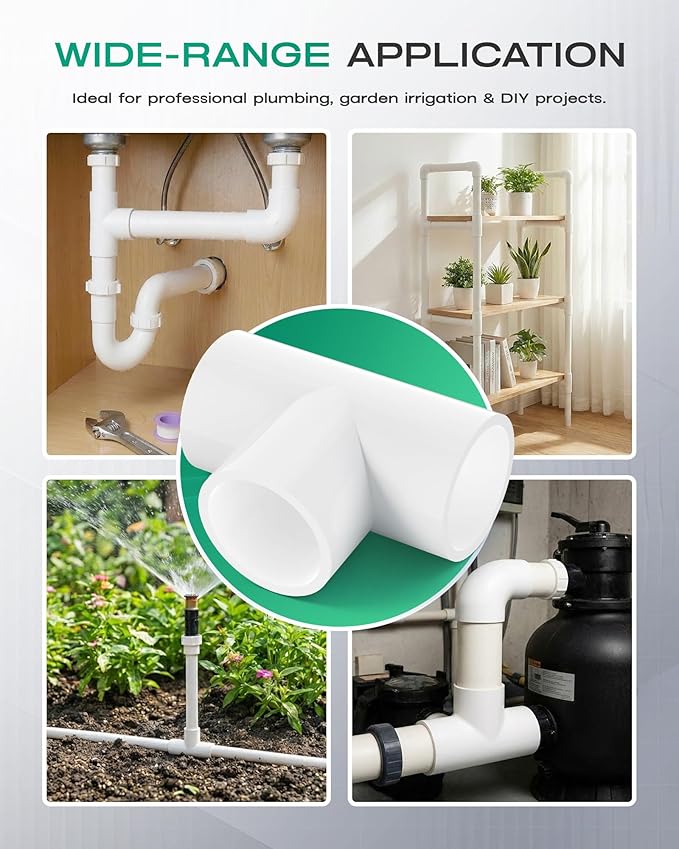 6-Pack 3/4 Inch PVC Tee Pipe Fittings, 3 Way Socket x Socket, Schedule 40 PVC - Image 7