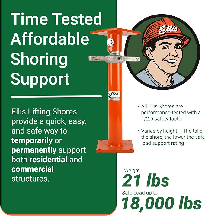 Ellis Manufacturing Light-Duty Steel, Construction Jack Post, Floor Leveling - Image 2