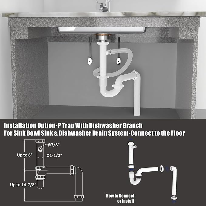 Kitchen Sink Drain Kit, 1-1/2" Sink Drain Plumbing Kit - Image 6