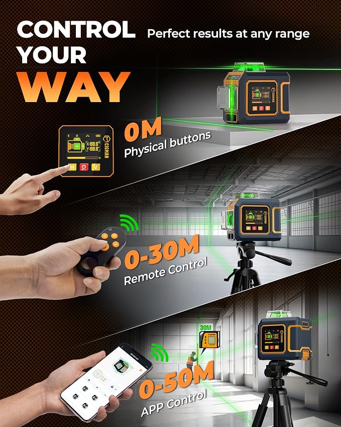 Green Laser Level, 3x360° Side LCD 12-Line Self-Leveling, Pulse Mode - Image 6