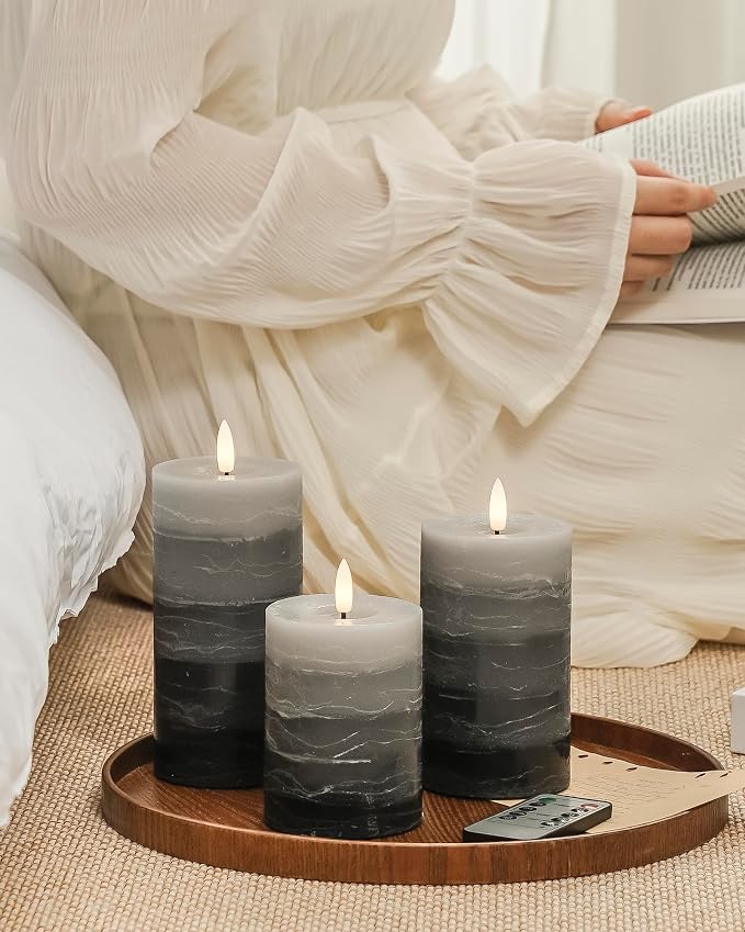 Stmarry Distressed Gradient Gray Flameless Candles - Image 7