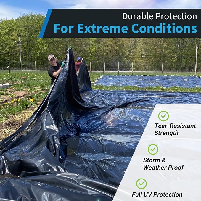 Black Plastic Sheeting, 6 Mil 10' x 100', Crawl Space Vapor Barrier, Vapor - Image 2