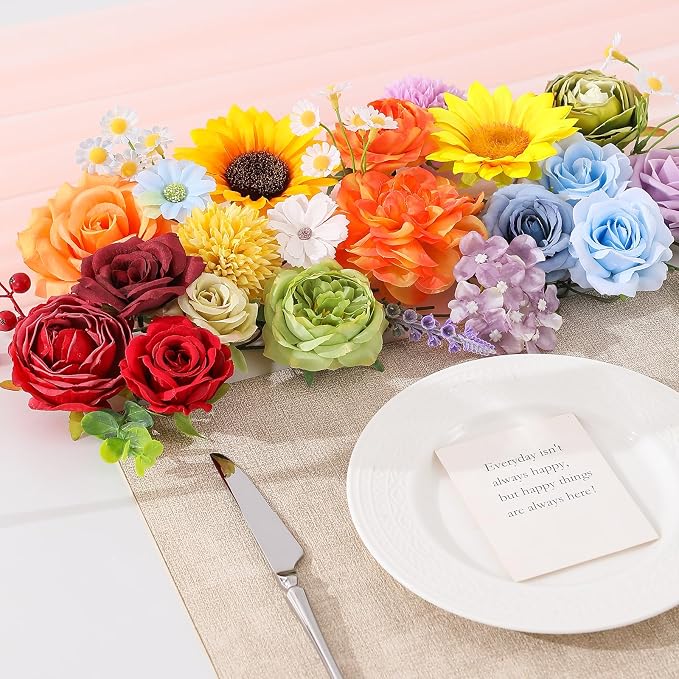 Artificial Flowers Fake Rose Flowers Dahlia - Image 8