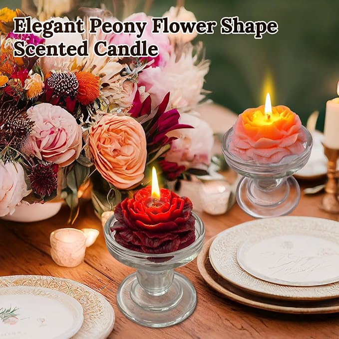 4 Packs Peony Flower Shape Candles - Image 2