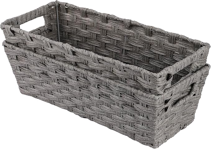 2-Pack Plastic Wicker Toilet Paper Baskets, 15.75"x6.75"x4.75", Toilet Tank - Image 8