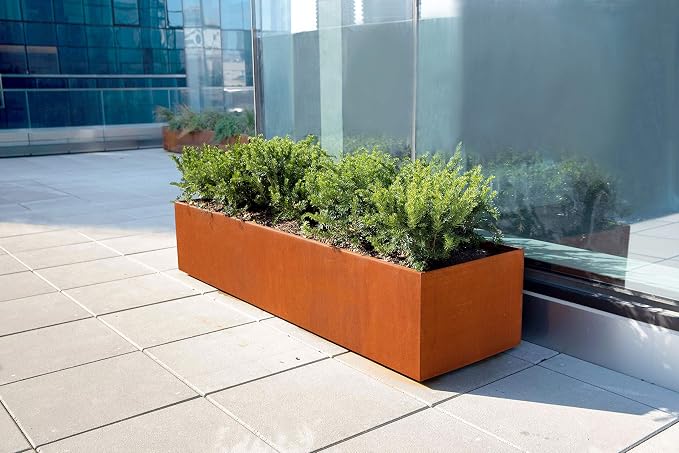Corten Steel Planter Rectangle Outdoor Metal Garden Box Heavy Duty | Made in - Image 2