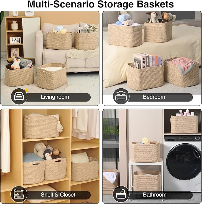 ICERZCZ Storage Baskets for Organizing & Shelves, Woven Cotton Rope - Image 5