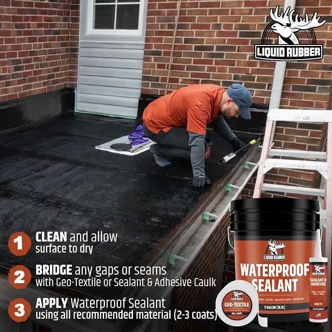 Liquid Rubber Waterproof Sealant Roof Repair Kit - 5 Gal - Image 5