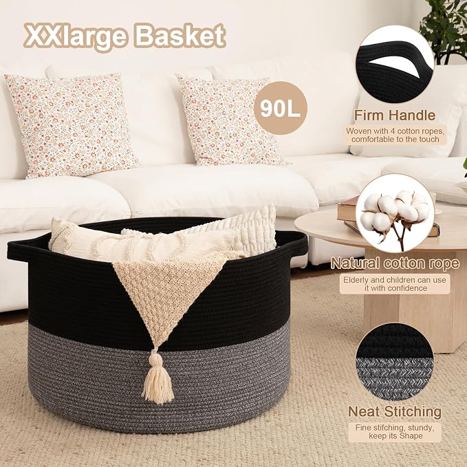 OIAHOMY 90L XXXLarge Blanket Basket - Image 4