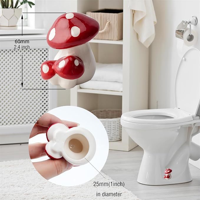 WANSHUNLMI Red Ceramic Mushroom Toilet Floor Bolt Covers, Easy Installation - Image 3