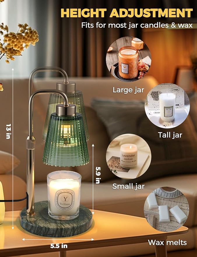Marble Candle Warmer Lamp Green - Image 5