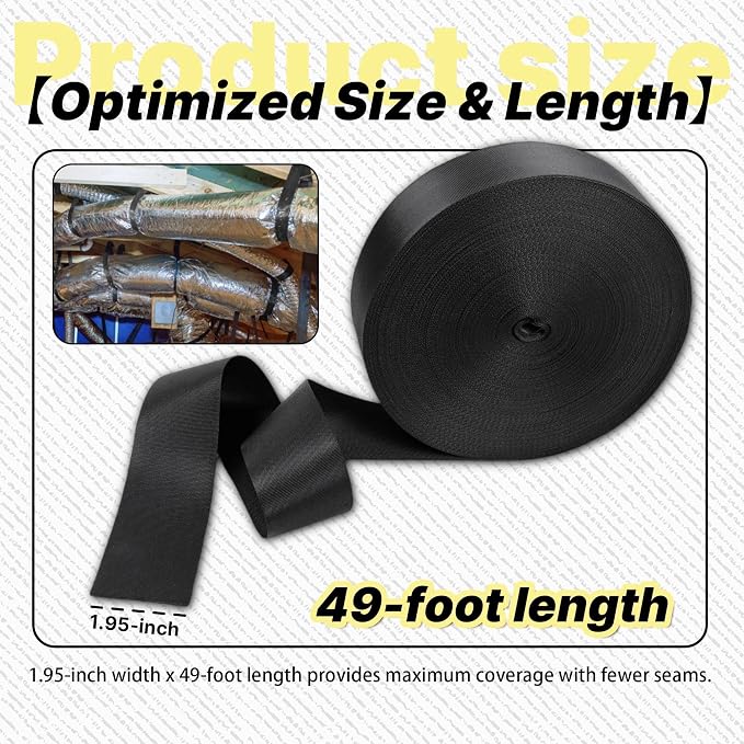 Heavy Duty Duct Strap – 1.95 in x 49 ft Black Nylon Strapping - Image 3