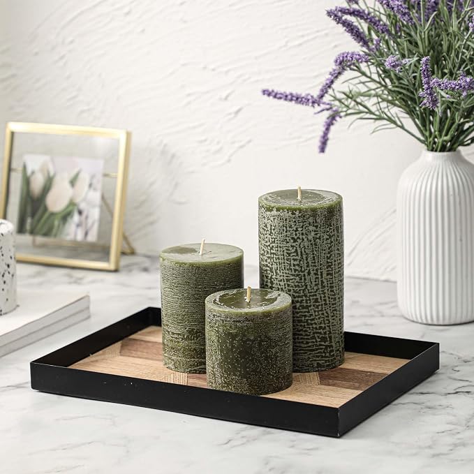 3x3 Inch Moss Green Pillar Candles - Image 2