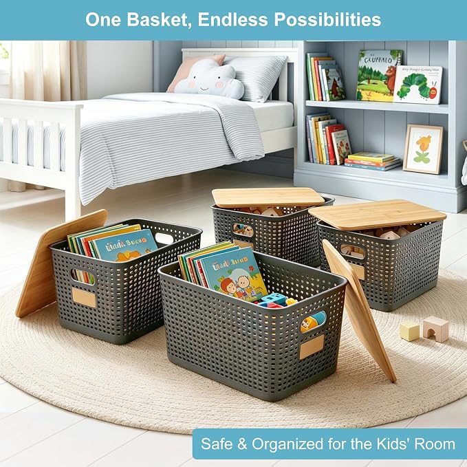 2 Pack Tall Plastic Storage Bins - Image 4