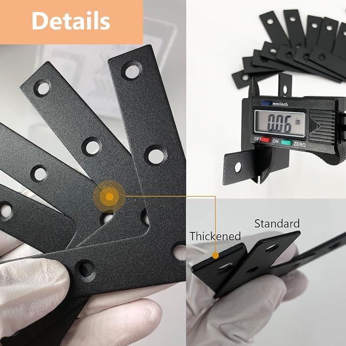 QSJ 12 Pcs L Flat Straight Brackets Corner Bracket Set 3.15'' Bracket Brace - Image 3