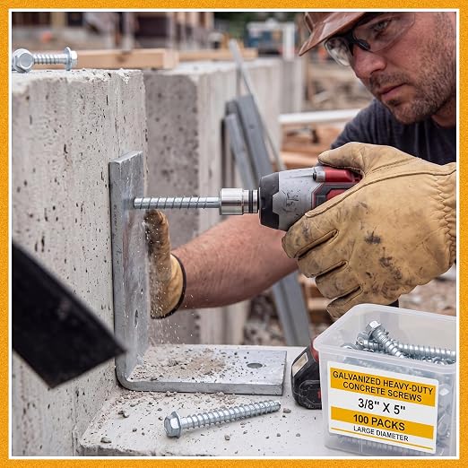 Hicarer 100 Pack 3/8 x 5 Inch Concrete Screws Galvanized Concrete Anchors | - Image 5