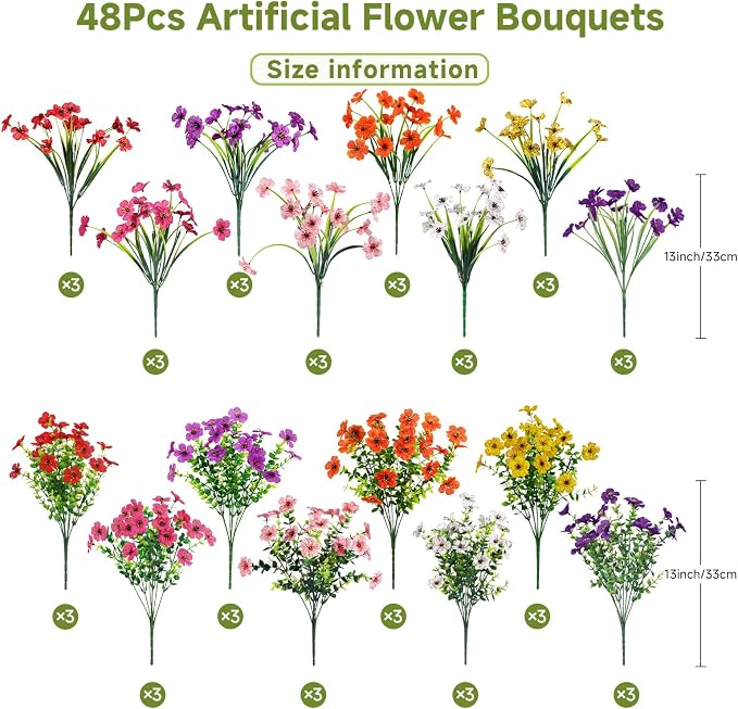 Alupssuc 48 Bundles Artificial Daisy Flowers UV Resistant - Image 3