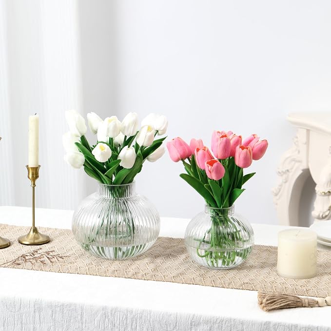 Round Glass Vases Set of 2, Flower Vases - Image 4