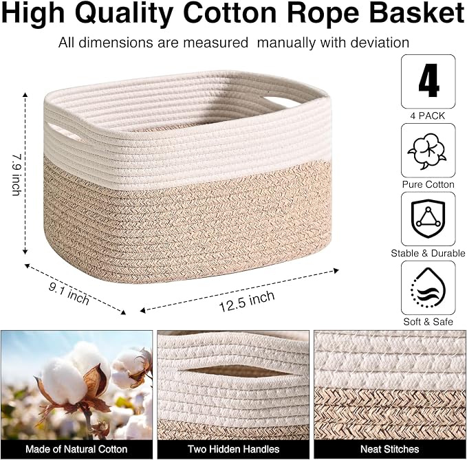 ICERZCZ Storage Baskets for Shelves, Woven Storage Basket, Bins for Cube Storage - Image 3