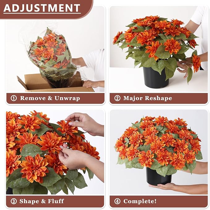 2 Set Fall Artificial Dahlia Topiary Ball Trees - Image 5