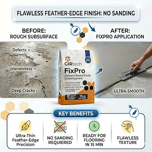 FixPro Feather Finish Skim Coat 15 LBs – Fast-Drying Cement Floor Patch & - Image 4