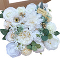 FACINOC White Rose Artificial Flowers Fake Flower Bulk by FACINOC