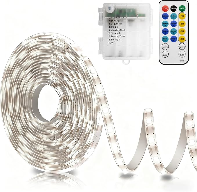 echosari Strip Lights Battery Operated, 16.5Ft 150 LED 2835 SMD Closet Strip by echosari