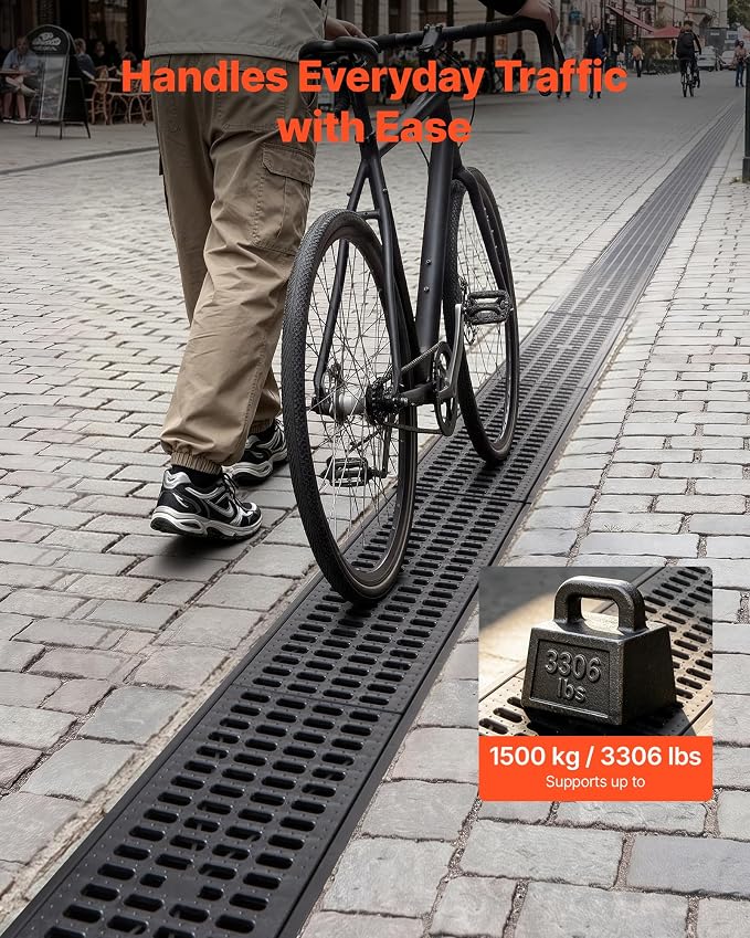 VEVOR Trench Drain, 40.1 x 6.1 x 7.9 in, 4 Pack Linear Drainage Channel - Image 5