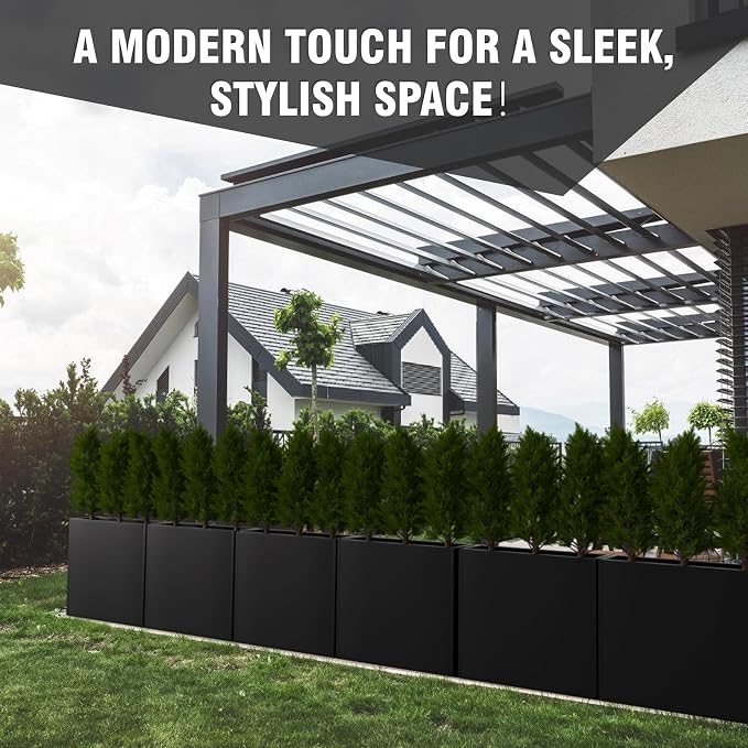 Modern Metal Planter Box 36" L x 9" W x 26" H – Rectangular Galvanized Steel - Image 8