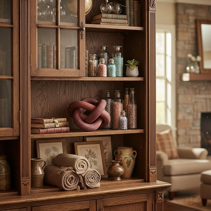 Yalikop 3 Link Wood Knot Decor Rustic Table Shelf Sculpture, Boho Decorative - Image 7