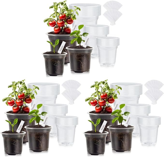 90 Pack Clear Nursery Plant Pots, 3.5/4/5 In by WandaQueen