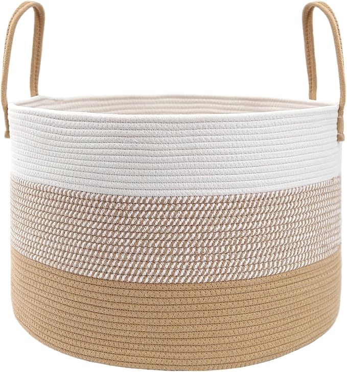 JMvicyroam 65L Extra Large Machine Washable Cotton Rope Blanket Basket | by JMvicyroam