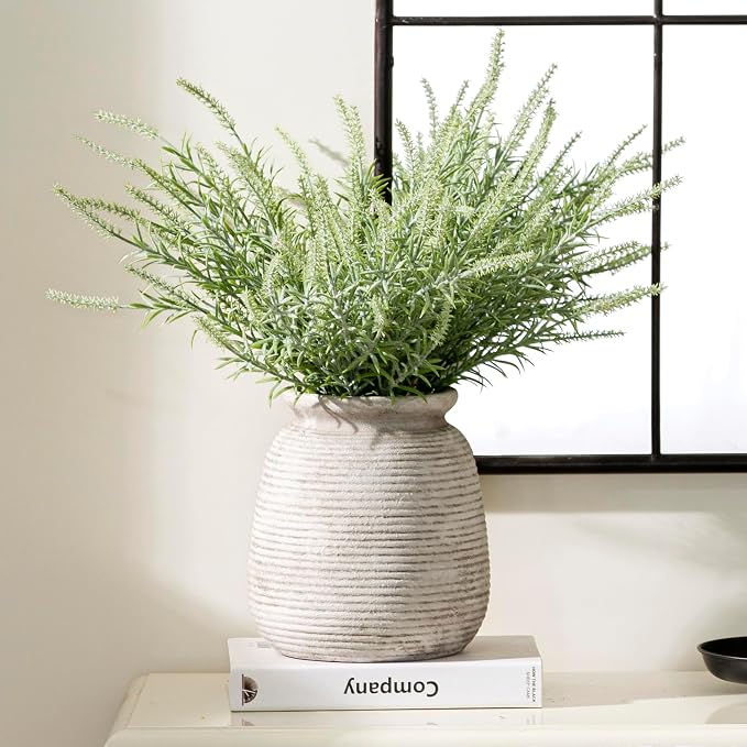 Ceramic Flower Vase, Rustic Farmhouse Decorative Vase Pottery Wide-Mouth Vases - Image 9