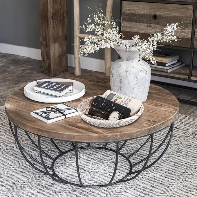 Hipiwe Small Key Basket Bowl for Entryway 7.6" Round Woven Wicker Basket | - Image 8