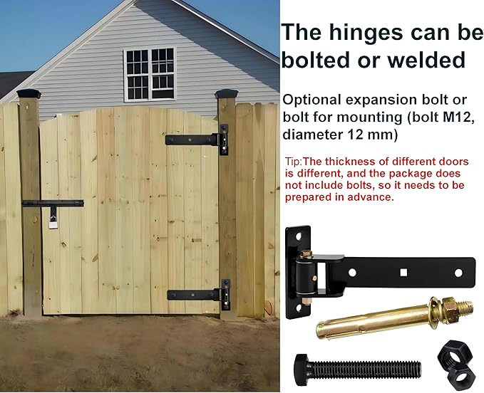 13" Heavy Duty Gate Hinges, 900 Lbs Capacity, 180° or 90° Smooth Open | - Image 5