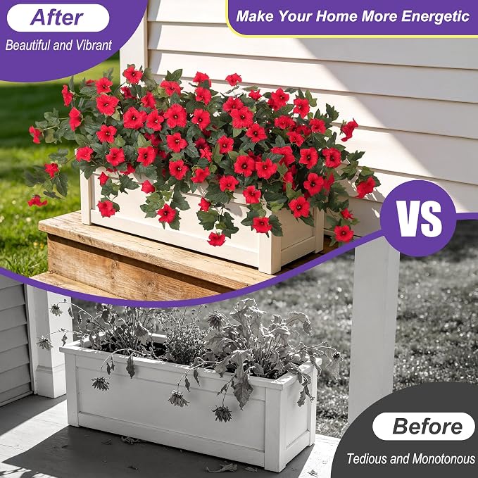 Ammyoo 2PCS Artificial Petunias Flowers Fake Plants - Image 3